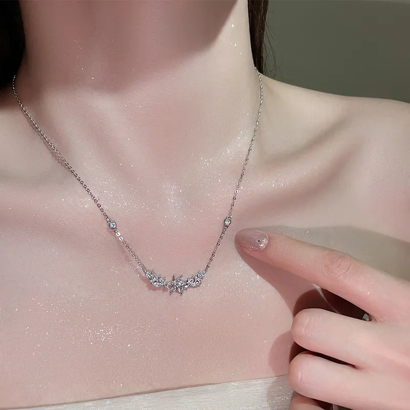 MAGICPOLE 925 Sterling Silver With Sparkling Zircon Necklaces Women's Silver, Love Confession Anniversary-5