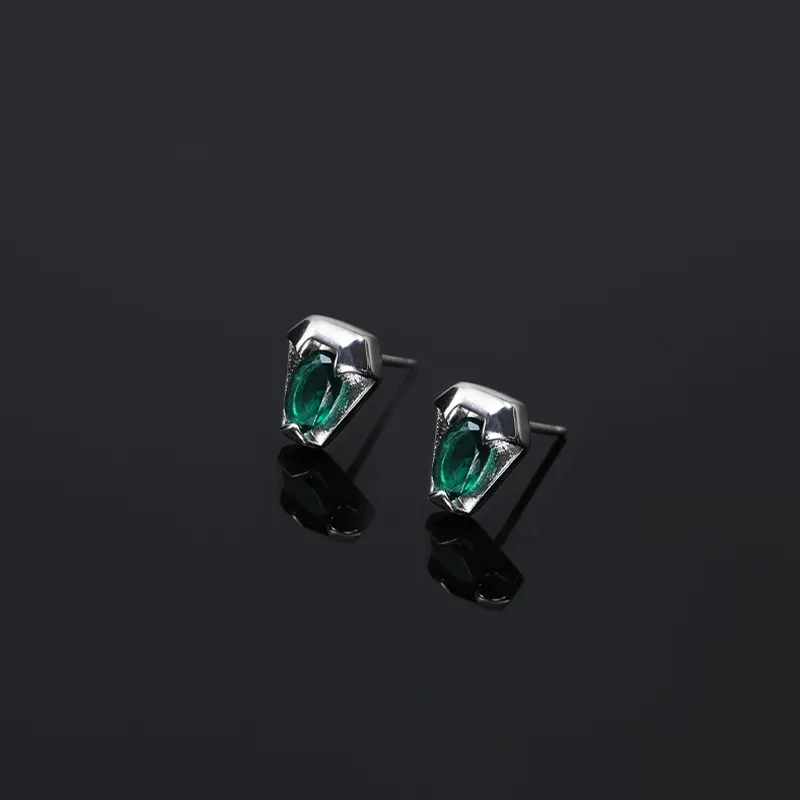 MAGICPOLE 999 Fine Silver Zircon Stud Earrings Men's-9