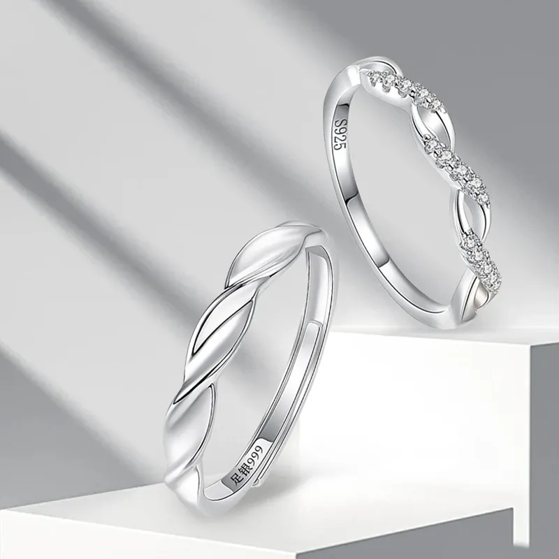 MAGICPOLE 925 Sterling Silver With Zircon Rings Unisex Silver-8