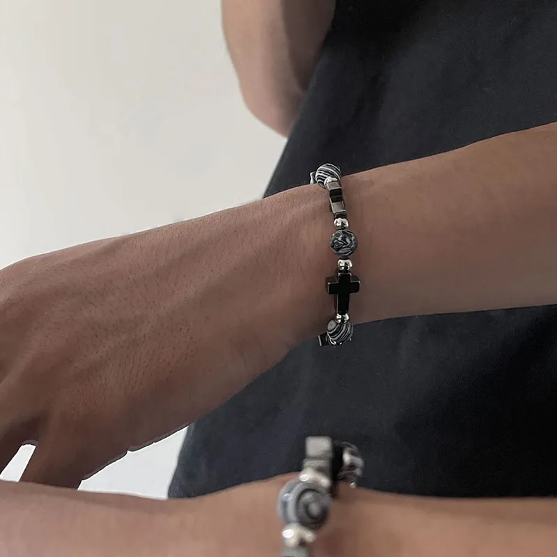 MAGICPOLE Acrylic Bracelets Men's Black Suitable For Gifting Or Personal Use-3