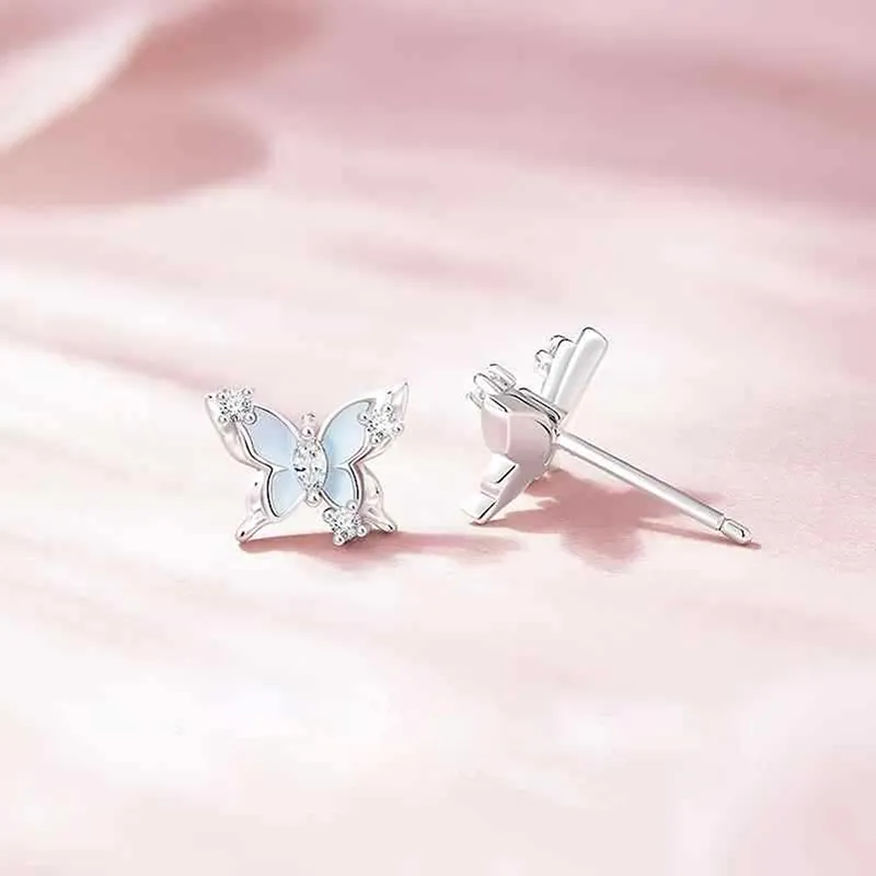 MAGICPOLE 925 Sterling Silver Zircon Stud Earrings Women's Silver-6