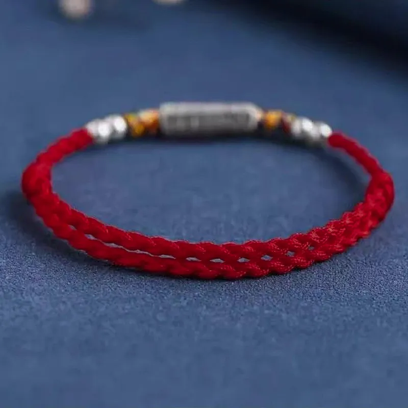 MAGICPOLE Alloy, Fabric Rope Bracelets Unisex Red-3