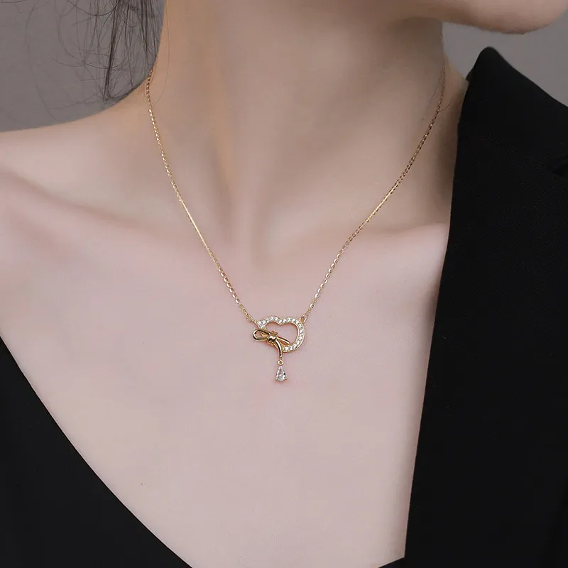 MAGICPOLE 925 Sterling Silver With Zircon Necklaces Women's Gold-4