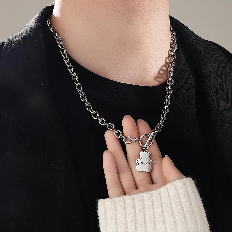 MAGICPOLE Titanium Steel Necklaces Unisex Silver-1