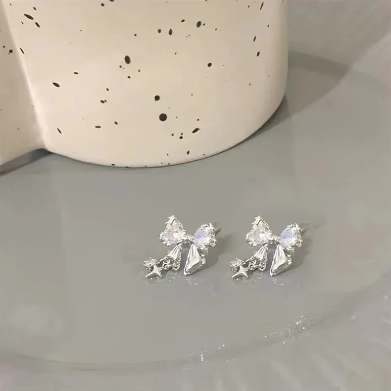 MAGICPOLE 925 Sterling Silver Needle Zircon Stud Earrings Women's Silver Bestie Birthday-4