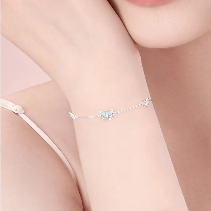MAGICPOLE 925 Sterling Silver Sparkling Zircon Bracelets Women's Silver-3