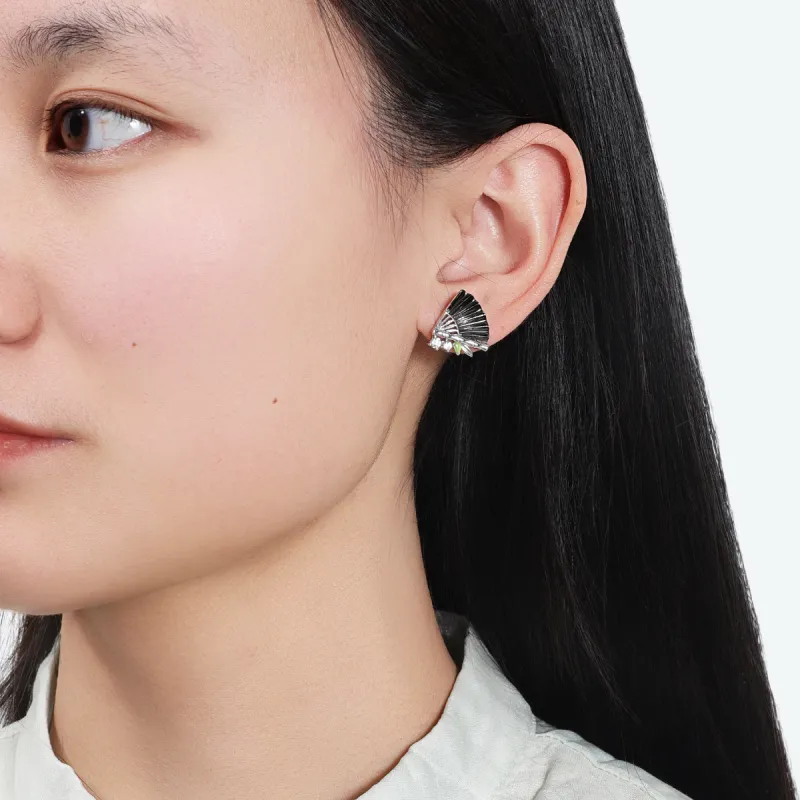 MAGICPOLE S999 Fine Silver With Zircon Stud Earrings Women's Silver-5