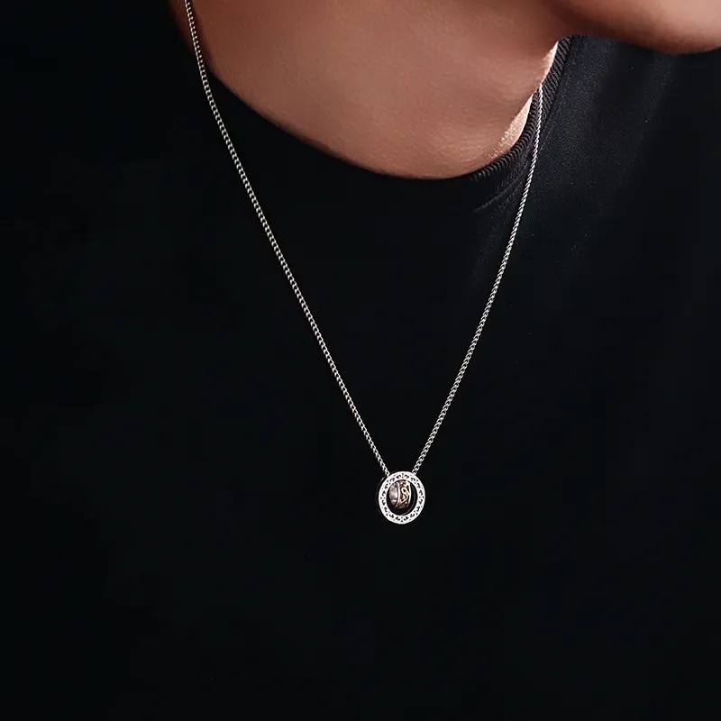 MAGICPOLE Sterling Silver Titanium Steel Necklaces Men's Silver-4