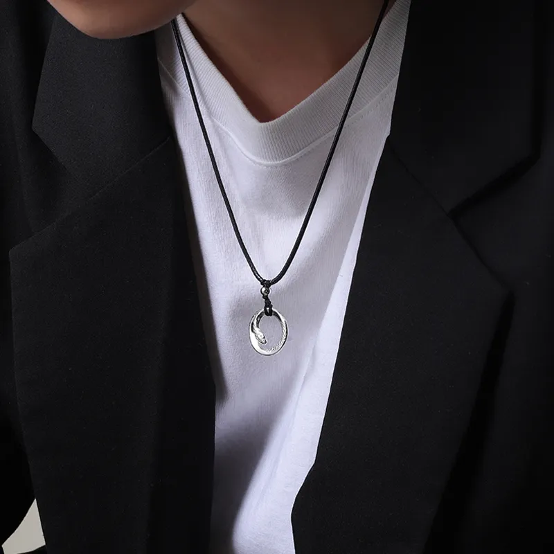 MAGICPOLE 999 Fine Silver, Leather Cord Necklaces Men's Silver-3