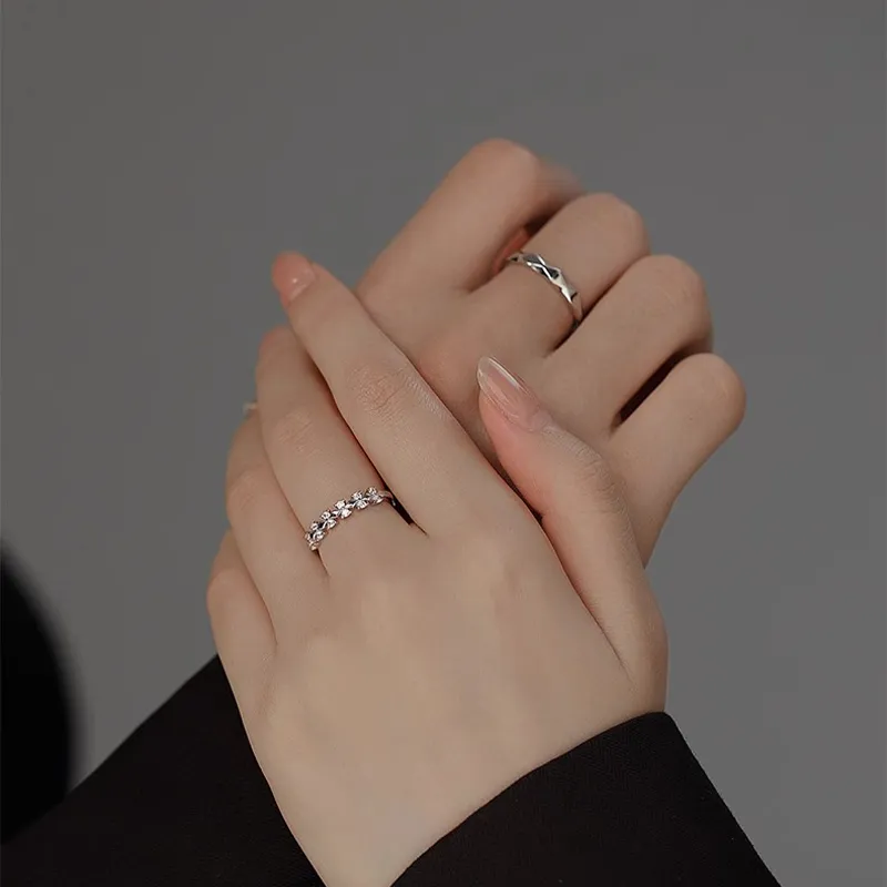 MAGICPOLE 925 Sterling Silver Zircon Rings Unisex Silver-3
