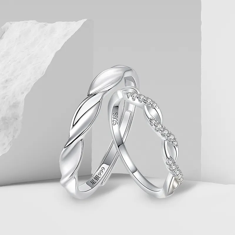 MAGICPOLE 925 Sterling Silver With Zircon Rings Unisex Silver-6