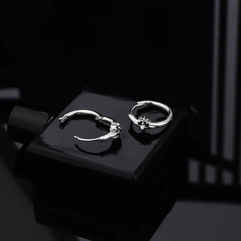 MAGICPOLE 999 Silver Zircon Earrings Unisex Silver-8