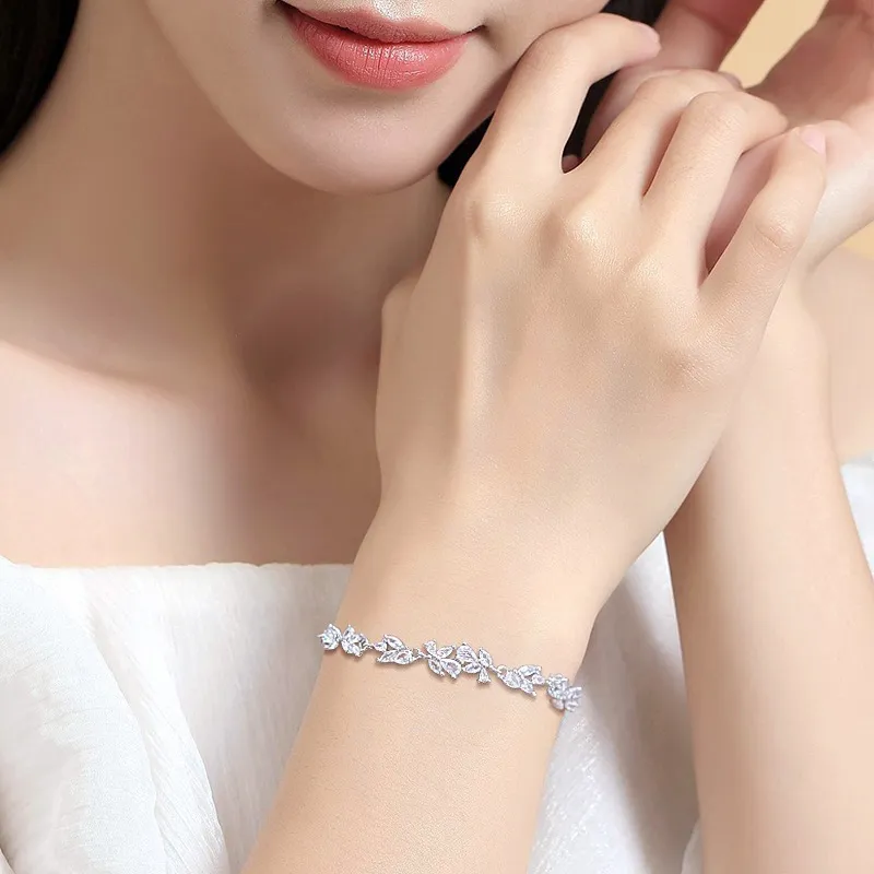 MAGICPOLE Sterling Silver With Zircon Necklaces Women's Silver-6