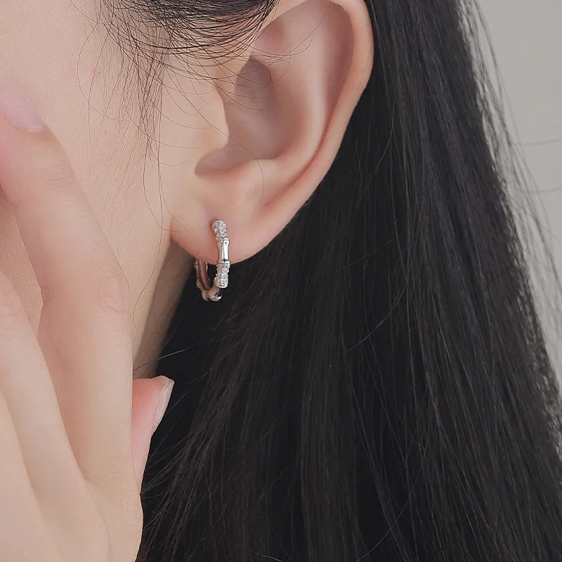 MAGICPOLE 925 Sterling Silver With Zircon Earrings Unisex Silver-1
