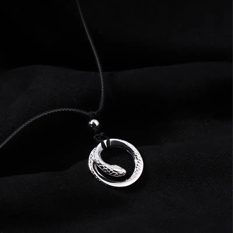 MAGICPOLE 999 Fine Silver, Leather Cord Necklaces Men's Silver-4