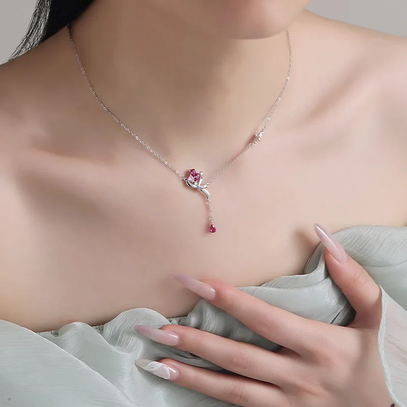 MAGICPOLE 952 Silver Zircon Necklaces Women's Silver-1