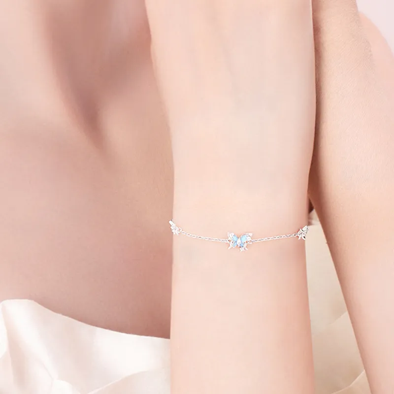 MAGICPOLE 925 Sterling Silver Sparkling Zircon Bracelets Women's Silver-5