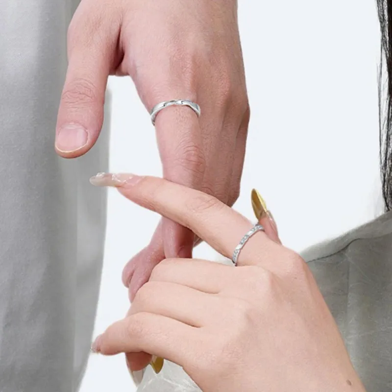 MAGICPOLE 925 Sterling Silver With Zircon Rings Unisex Silver-11