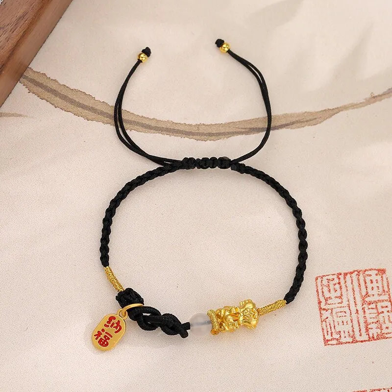 MAGICPOLE Alloy, Fabric, Agate Rope Bracelets Unisex Black/Red-1