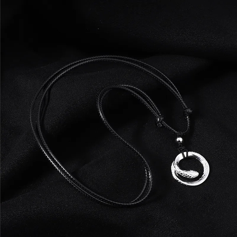 MAGICPOLE 999 Fine Silver, Leather Cord Necklaces Men's Silver-6