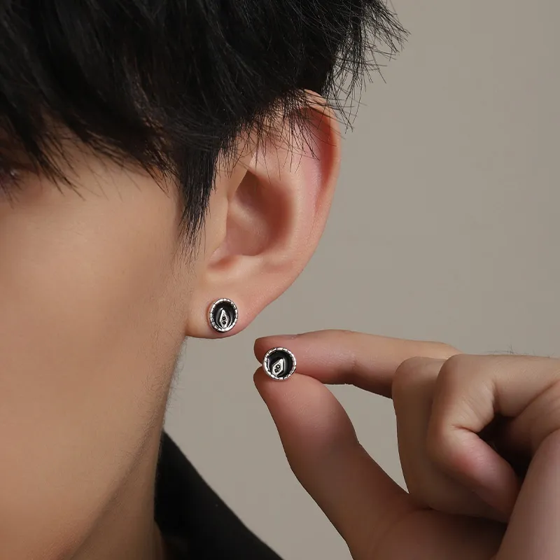MAGICPOLE 999 Fine Silver Stud Earrings Men's Silver-4