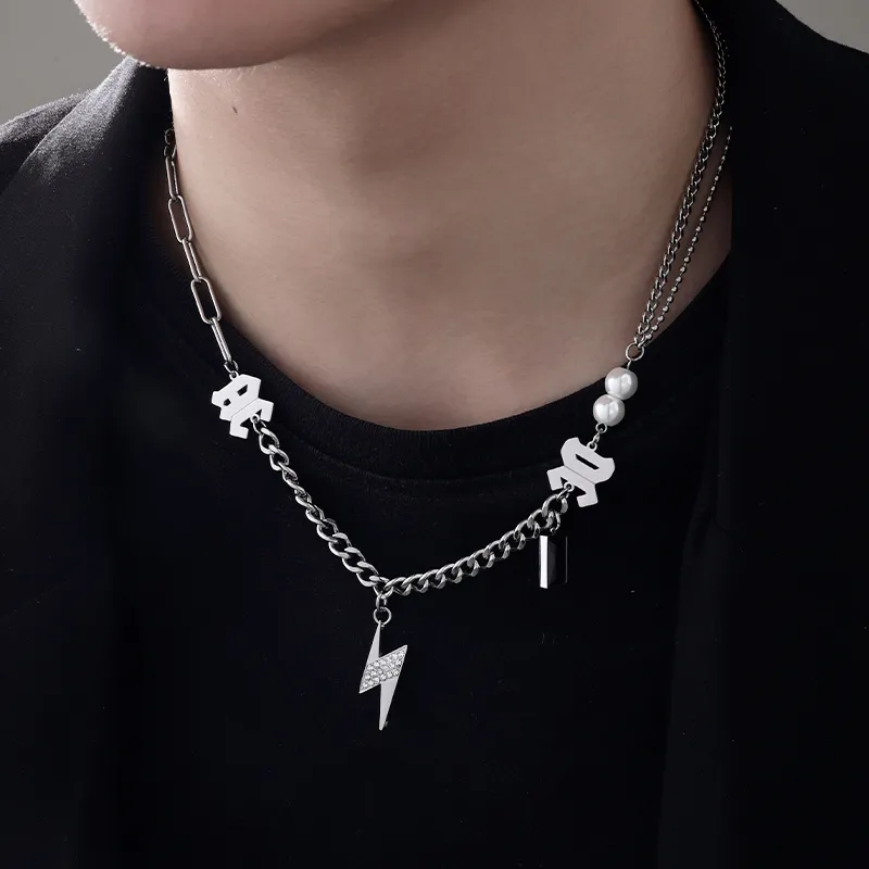 MAGICPOLE Titanium Steel Necklaces Unisex Silver-1
