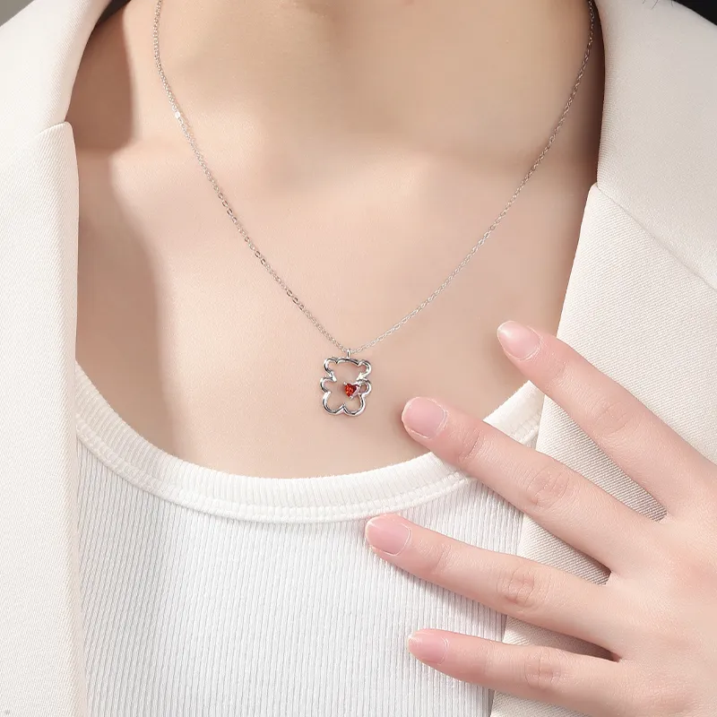 MAGICPOLE 925 Sterling Silver, Synthetic Cubic Zirconia Necklaces Women's Silver-3