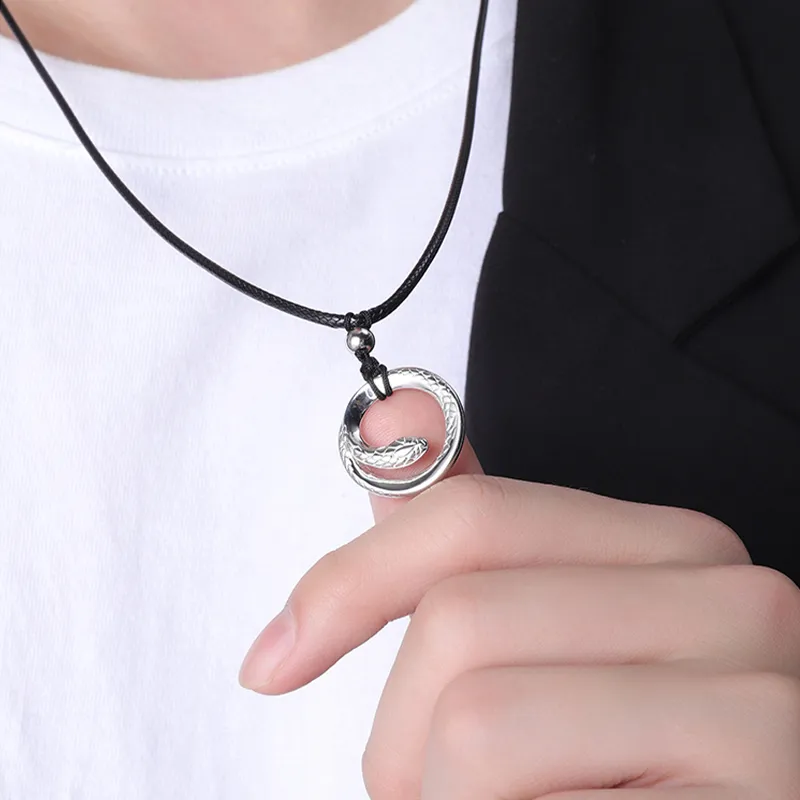 MAGICPOLE 999 Fine Silver, Leather Cord Necklaces Men's Silver-5