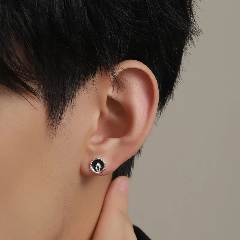 MAGICPOLE 999 Fine Silver Stud Earrings Men's Silver-5
