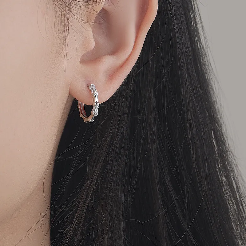 MAGICPOLE 925 Sterling Silver With Zircon Earrings Unisex Silver-4