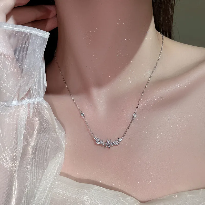 MAGICPOLE 925 Sterling Silver With Sparkling Zircon Necklaces Women's Silver, Love Confession Anniversary-1