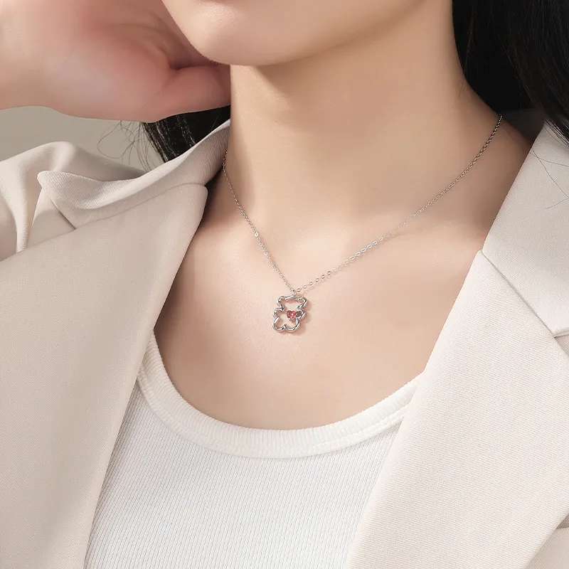 MAGICPOLE 925 Sterling Silver, Synthetic Cubic Zirconia Necklaces Women's Silver-2