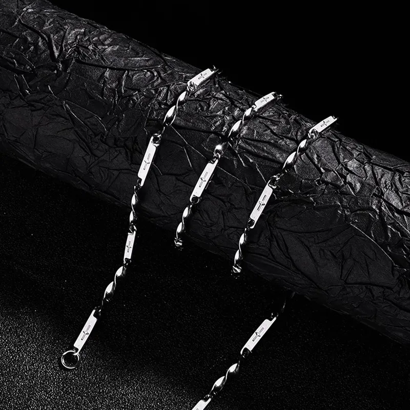 MAGICPOLE Titanium Steel Necklaces Men's Silver-6