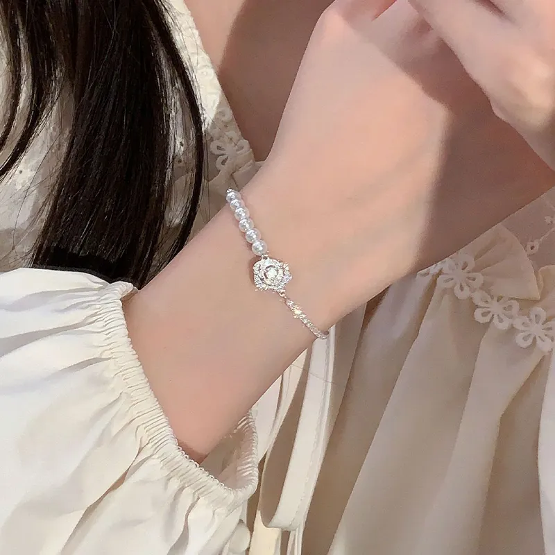 MAGICPOLE 925 Sterling Silver Zircon Faux Pearl Glass Bracelets Women's Silver-1