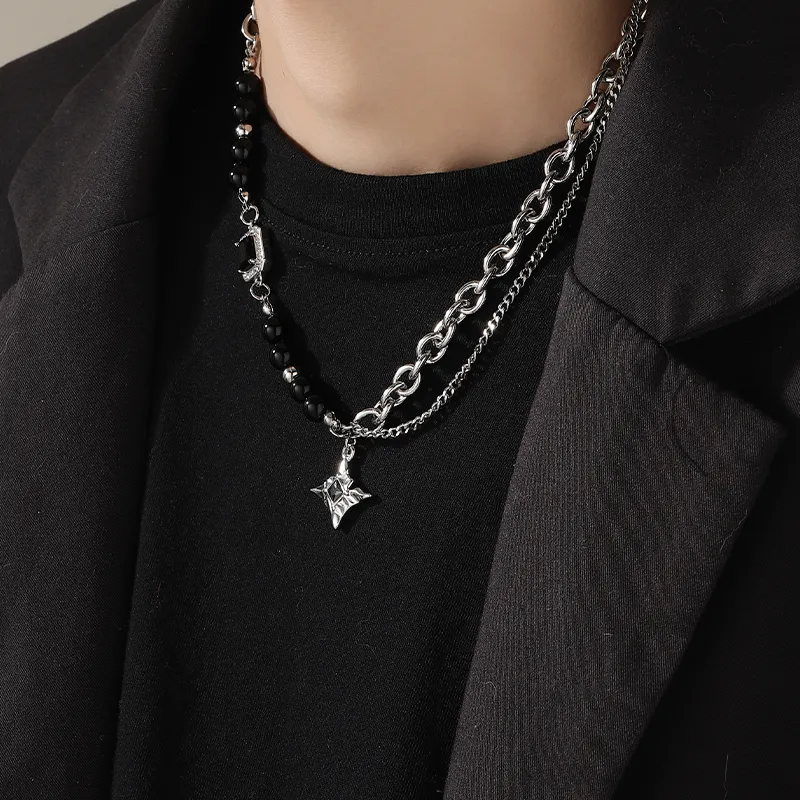 MAGICPOLE Titanium Steel Necklaces Men's Silver-2