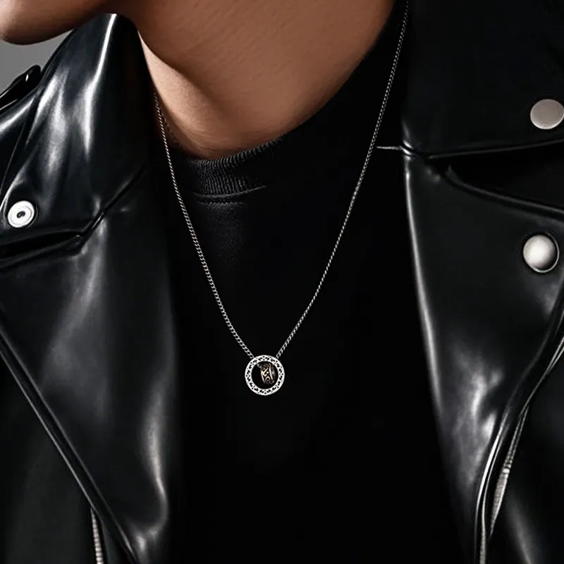 MAGICPOLE Sterling Silver Titanium Steel Necklaces Men's Silver-5