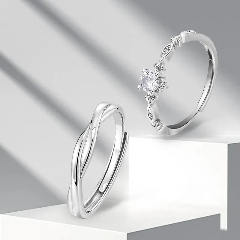 MAGICPOLE Zircon Rings Unisex Silver-4