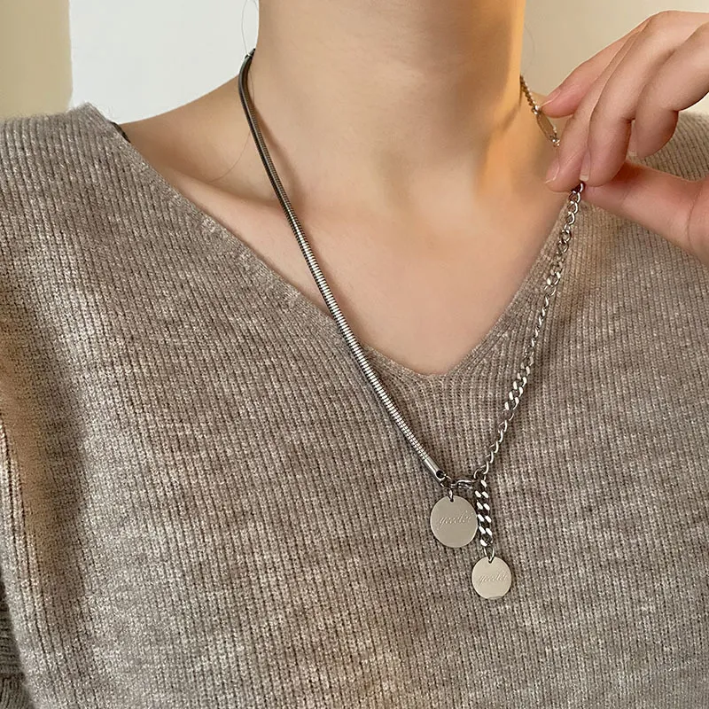 MAGICPOLE Titanium Steel Necklaces Unisex Silver-2