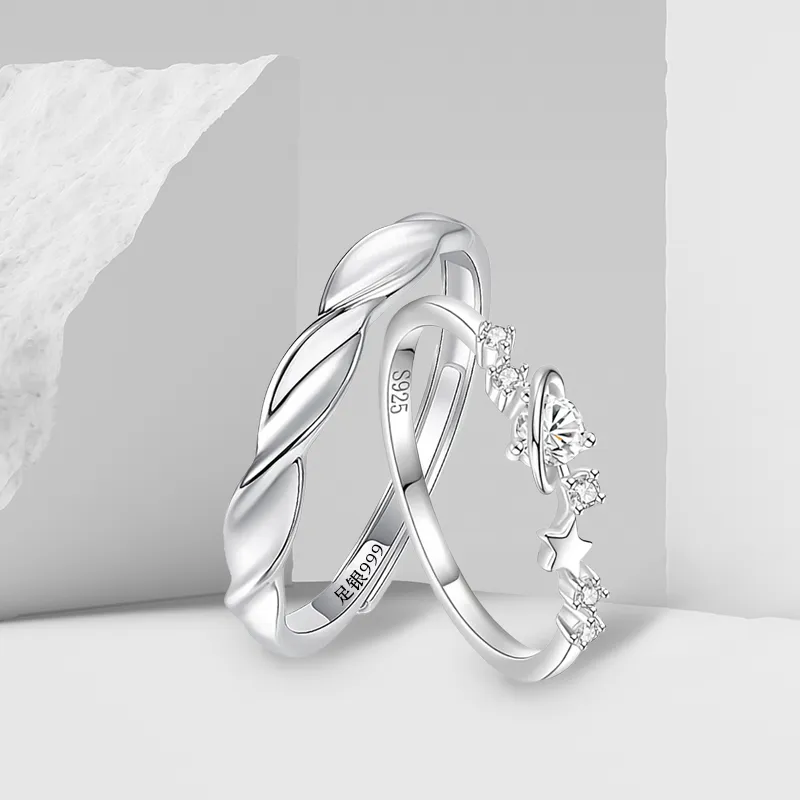 MAGICPOLE 925 Sterling Silver With Zircon Rings Unisex Silver-8