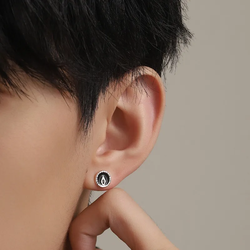 MAGICPOLE 999 Fine Silver Stud Earrings Men's Silver-1