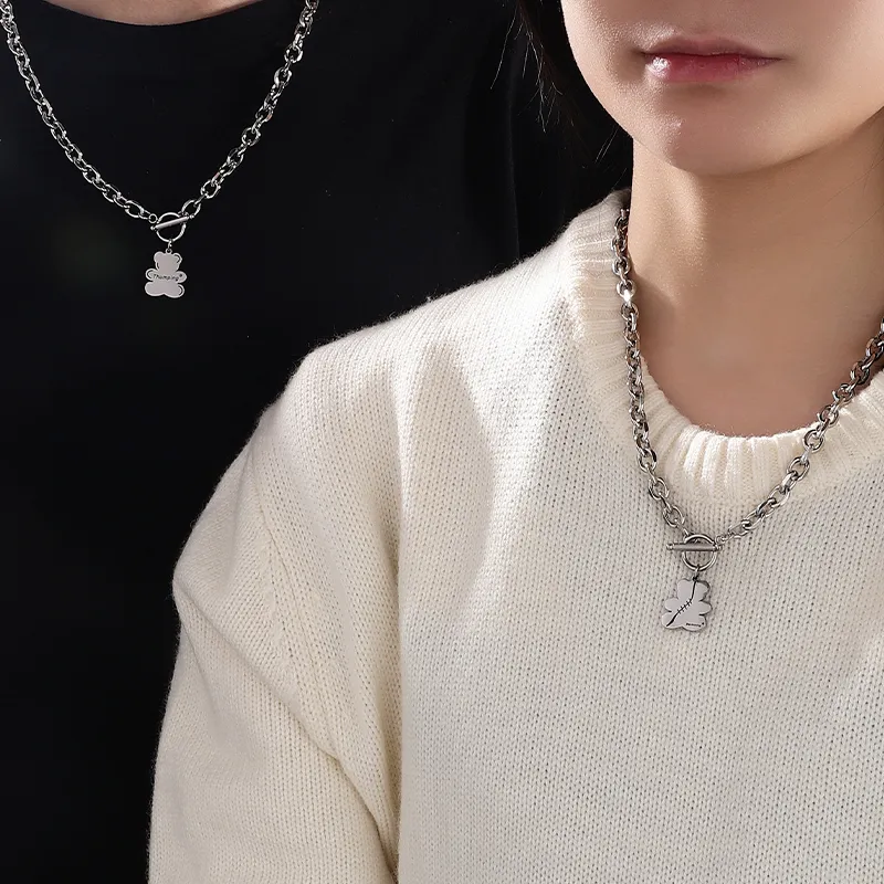 MAGICPOLE Titanium Steel Necklaces Unisex Silver-3