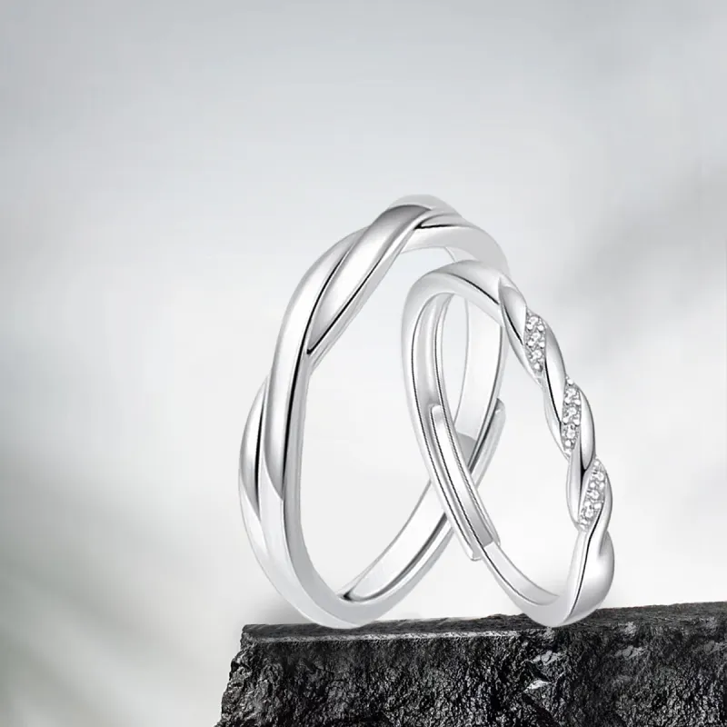 MAGICPOLE Zircon Rings Unisex Silver-3