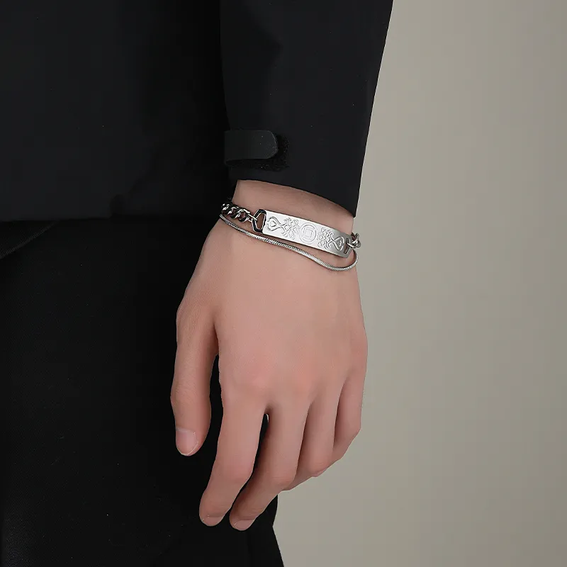 MAGICPOLE Titanium Steel Bracelets Men's Silver-2