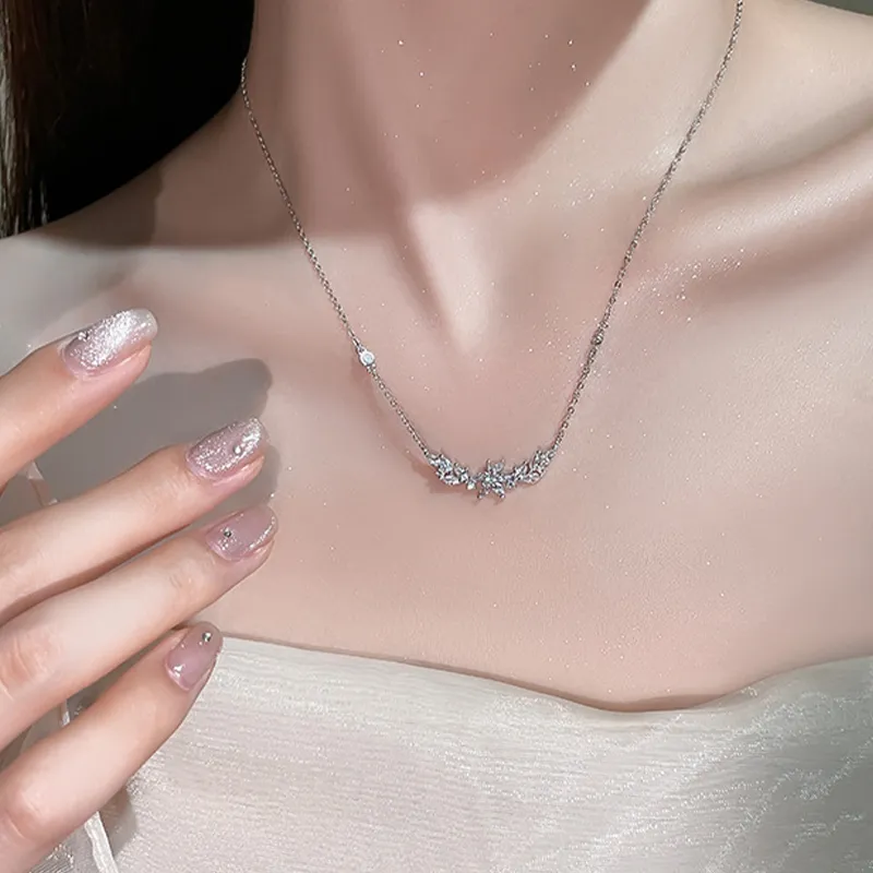 MAGICPOLE 925 Sterling Silver With Sparkling Zircon Necklaces Women's Silver, Love Confession Anniversary-3