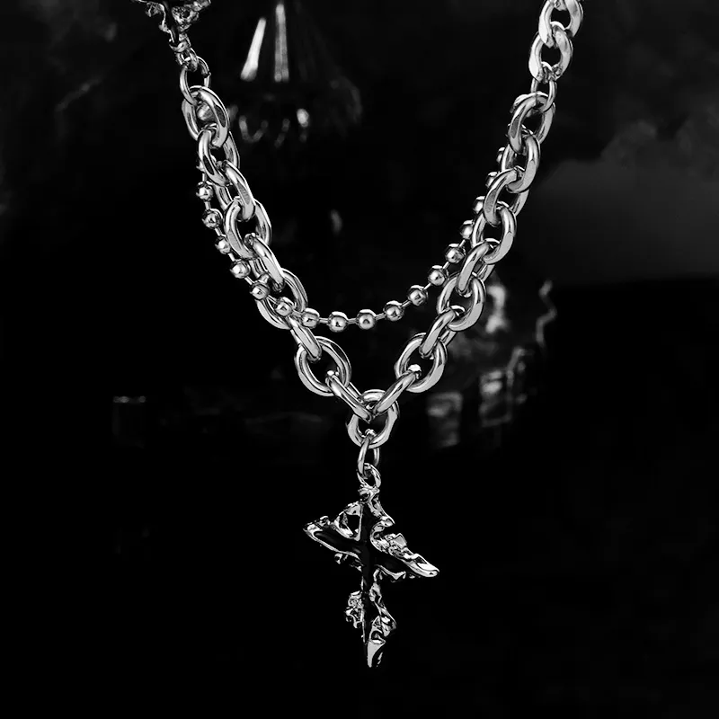 MAGICPOLE Titanium Steel Alloy Necklaces Men's Silver-2