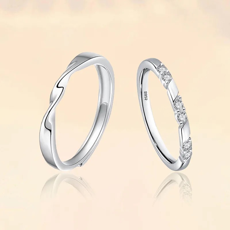 MAGICPOLE 925 Sterling Silver With Zircon Rings Unisex Silver-6