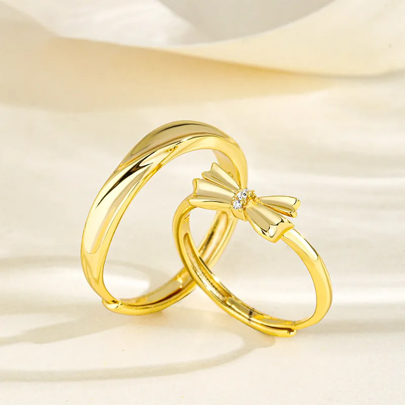 MAGICPOLE 925 Sterling Silver With Zircon Rings Unisex Gold-5