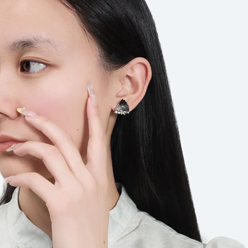 MAGICPOLE S999 Fine Silver With Zircon Stud Earrings Women's Silver-2