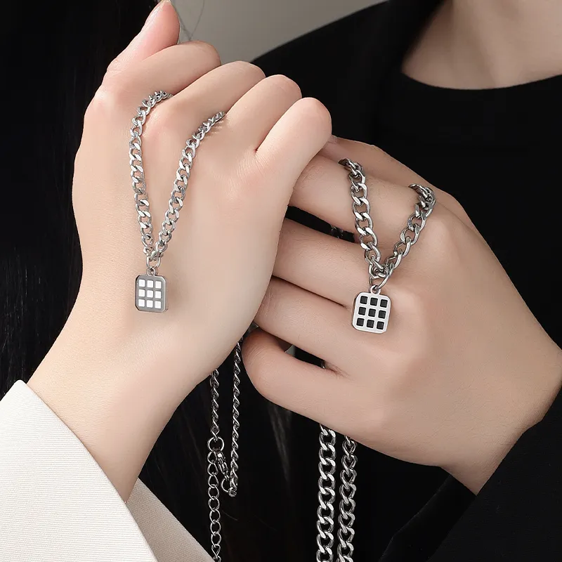 MAGICPOLE Titanium Steel Necklaces Unisex Silver-5