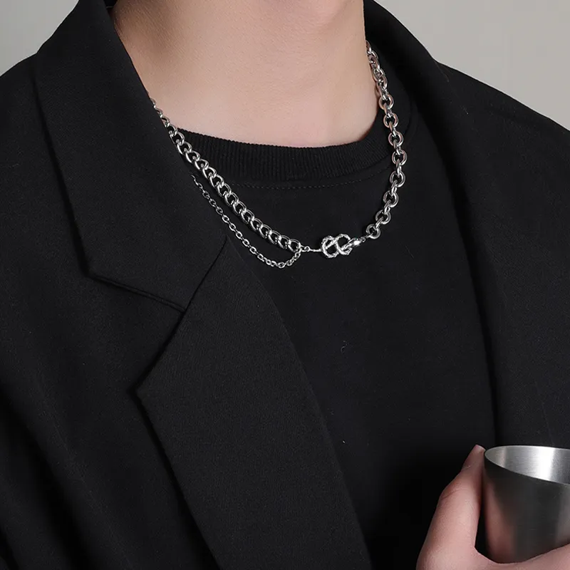 MAGICPOLE Titanium Steel Necklaces Men's Silver-5